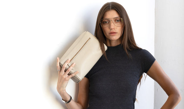 THE ESSENTIALS CLUTCH | Bone/ Gold